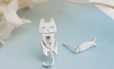 S925 Sterling Silver Stud Earrings Fashion Detachable Cat Fish Pin Studs Cute Comet Silver Earrings