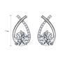 Women Moissanite CZ Fish Tail 925 Sterling Silver Stud Earrings