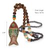 Women Vintage Nepal Ethnic Style Fish Pendant Long Handmade Beaded Necklace