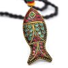 Women Vintage Nepal Ethnic Style Fish Pendant Long Handmade Beaded Necklace