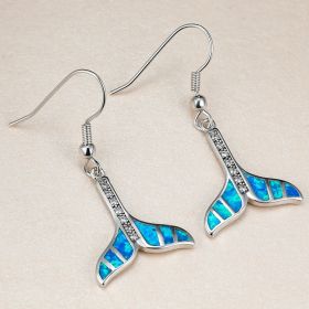 Women's Fashion Blue Fish Tail-shaped Earrings (Color: 925 Blue)