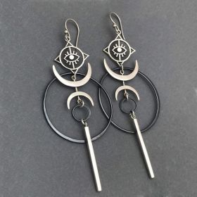 Fish Tail Raven Skull Punk Earrings (Color: C silver)