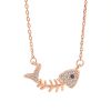 Gift CZ Fish Bones 925 Sterling Silver Necklace