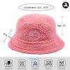 Cute Sherpa Bucket Hat Women Warm Plush Furry Fleece Fisherman Bucket Hat Chunky Fishing Cap 2 Pack