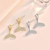 Girl CZ Fish Tail Animal 925 Sterling Silver Dangling Earrings